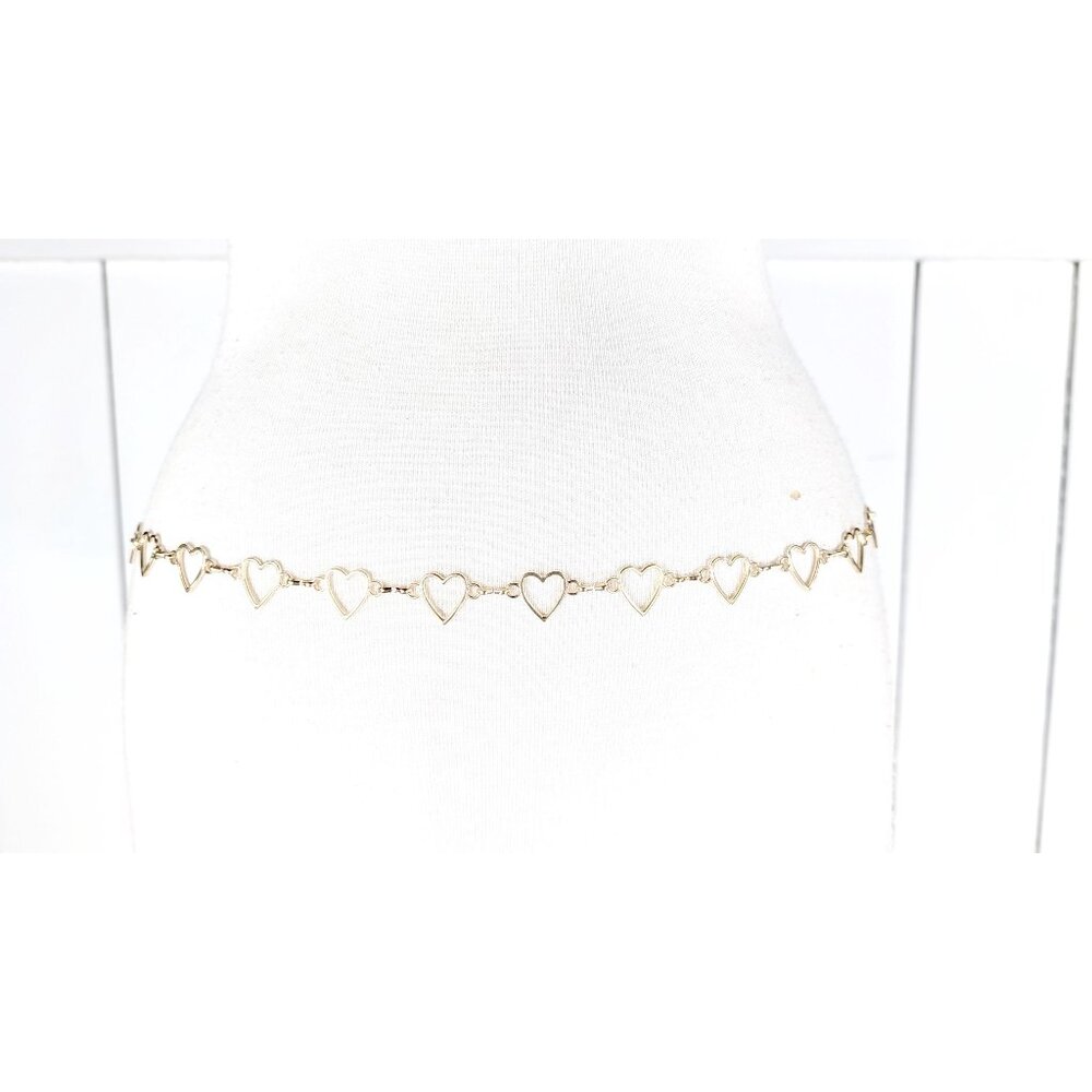 Gold metal heart chain link lightweight skinny belly chain belt